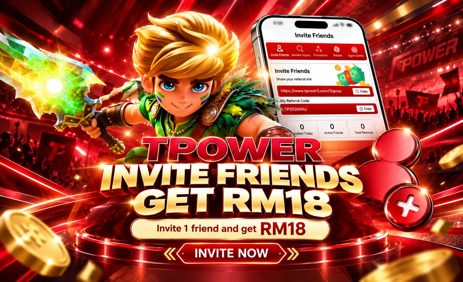 Invite Friends · Earn RM18 Cash Reward
