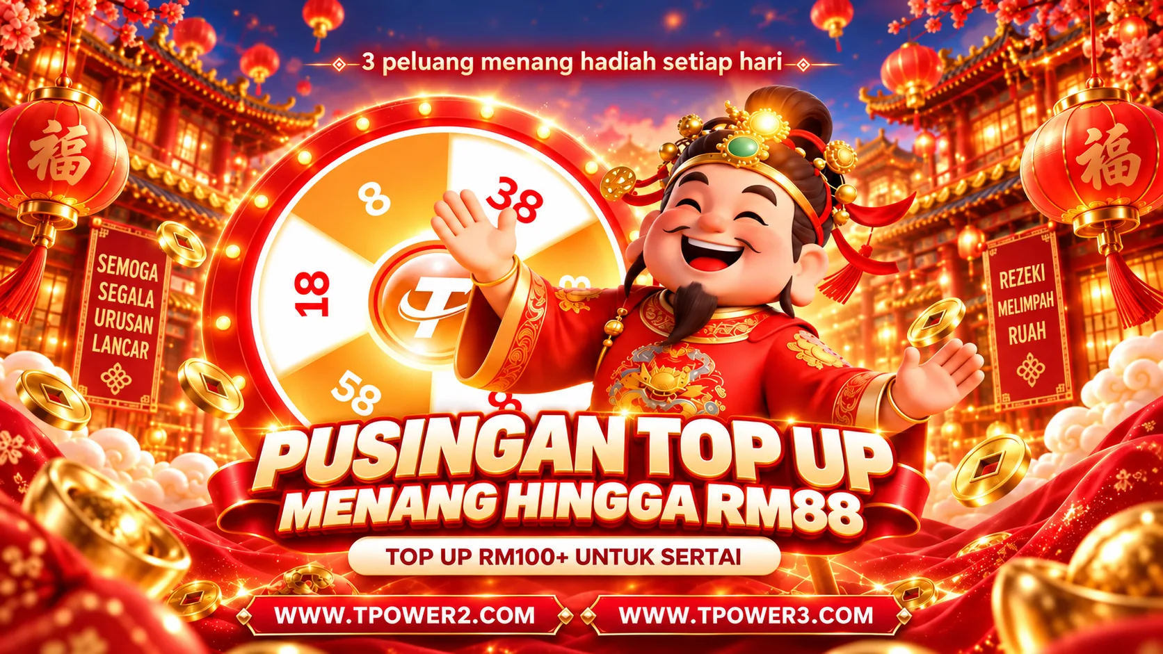Tambah Nilai & Putar Roda · Menangi Hadiah Anda