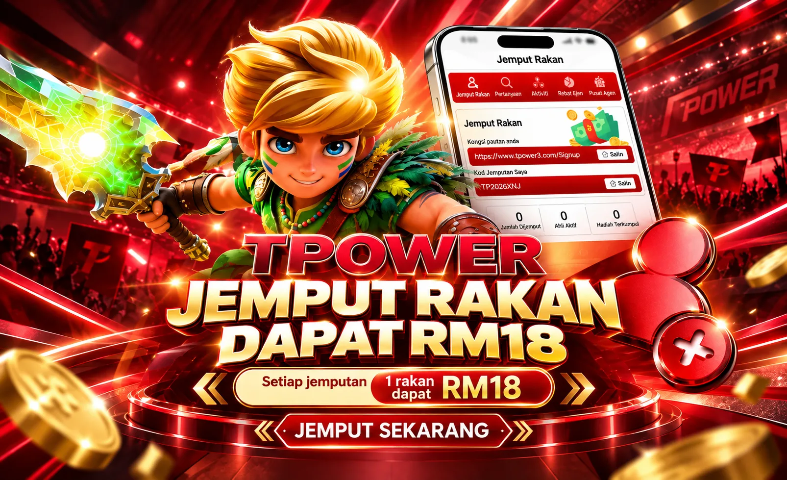 Jemput Rakan · Dapatkan Ganjaran Tunai RM18